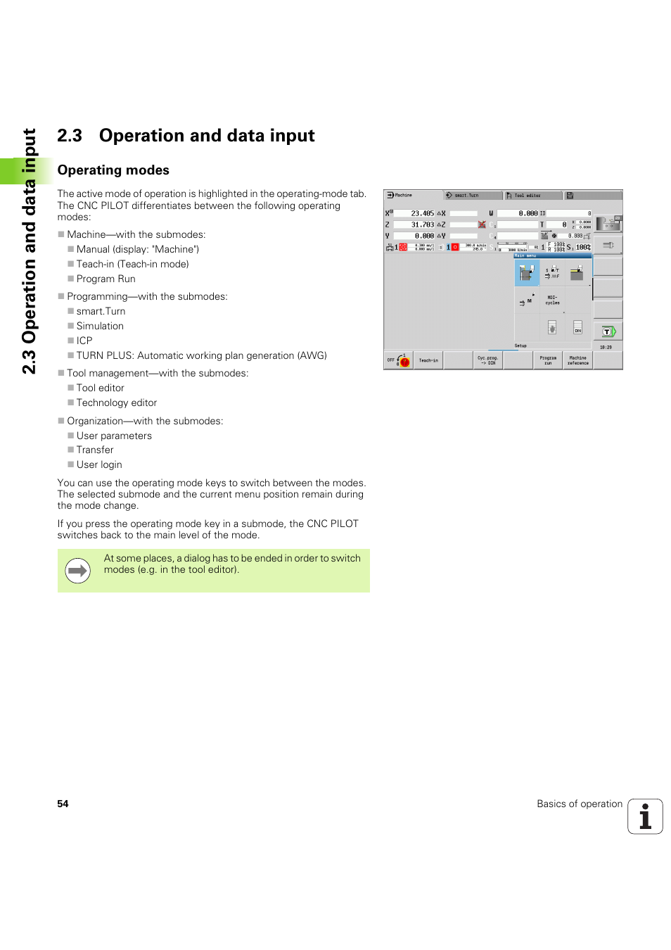 3 operation and data input, Operating modes | HEIDENHAIN SW 68894x-03 User Manual | Page 54 / 654