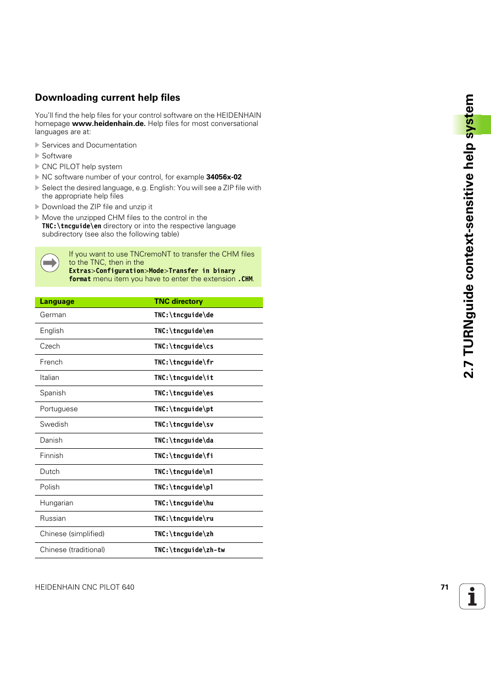 Downloading current help files, 7 turnguide cont ext-sensitiv e help syst em | HEIDENHAIN SW 68894x-03 User Manual | Page 71 / 654