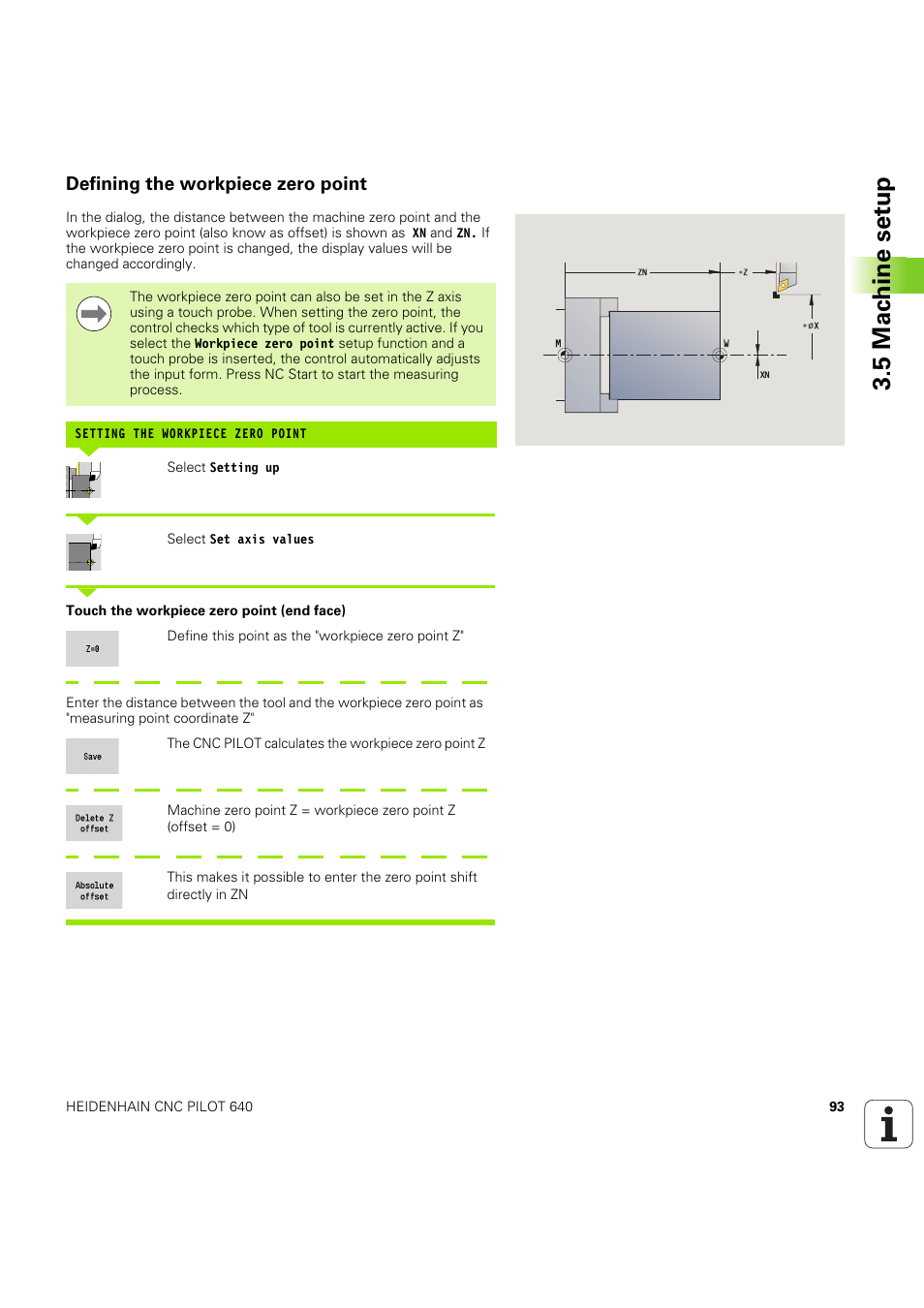Defining the workpiece zero point, 5 mac h ine set u p | HEIDENHAIN SW 68894x-03 User Manual | Page 93 / 654