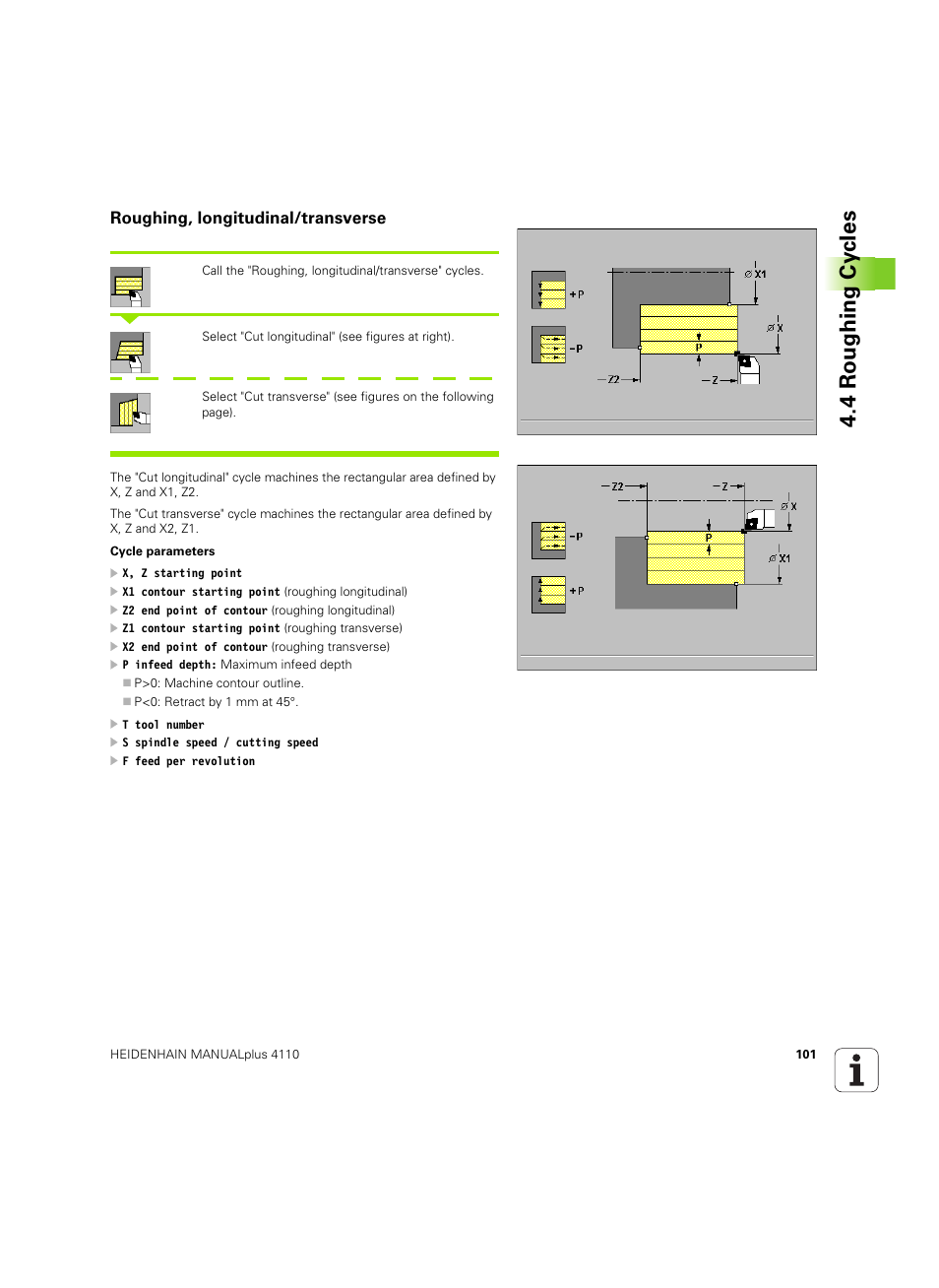 Roughing, longitudinal/transverse, 4 roughing cy cles | HEIDENHAIN MANUALplus 4110 User Manual | Page 101 / 550