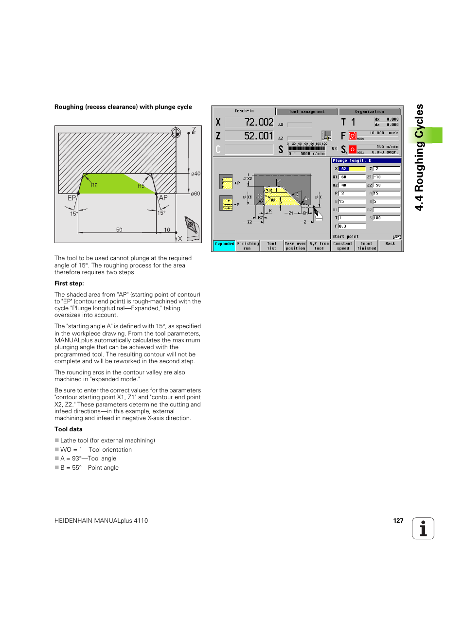 4 roughing cy cles | HEIDENHAIN MANUALplus 4110 User Manual | Page 127 / 550