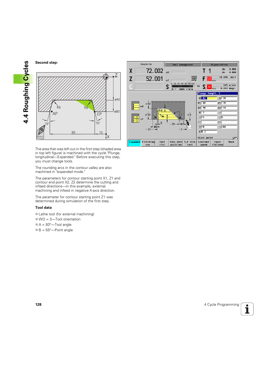 4 roughing cy cles | HEIDENHAIN MANUALplus 4110 User Manual | Page 128 / 550