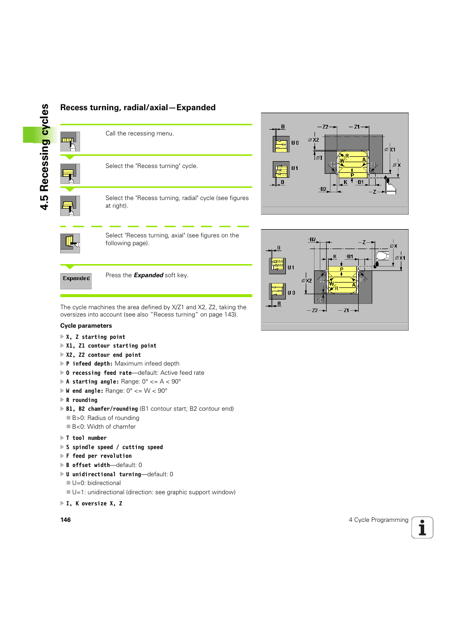 Recess turning, radial/axial-expanded, Recess turning, radial/axial—expanded, 5 recessing c y cles | HEIDENHAIN MANUALplus 4110 User Manual | Page 146 / 550