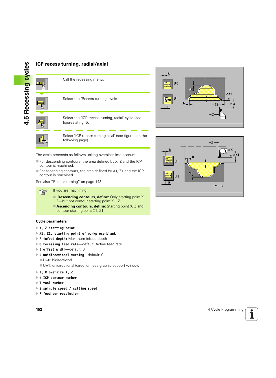 Icp recess turning, radial/axial, 5 recessing c y cles | HEIDENHAIN MANUALplus 4110 User Manual | Page 152 / 550