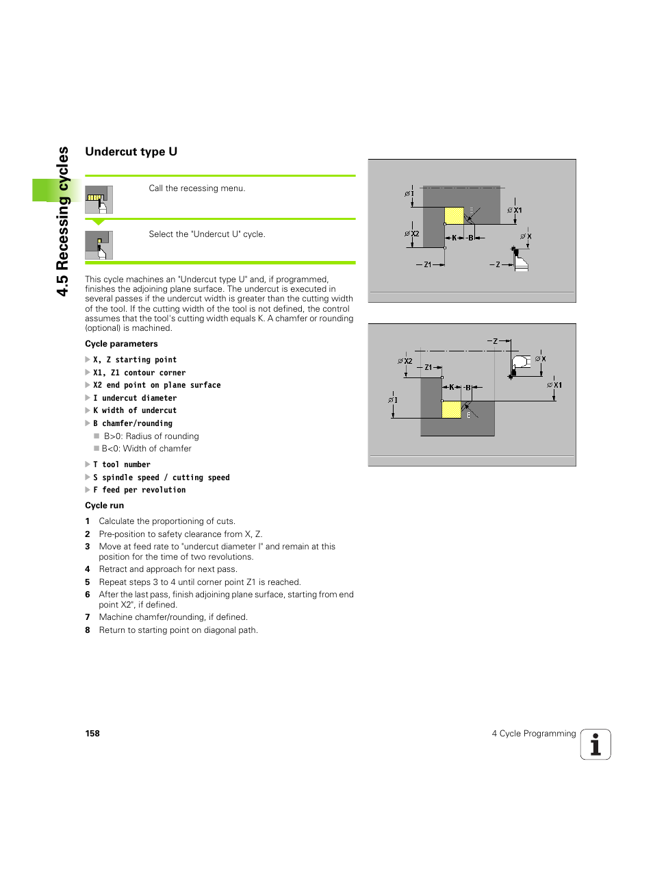 Undercut type u, 5 recessing c y cles | HEIDENHAIN MANUALplus 4110 User Manual | Page 158 / 550