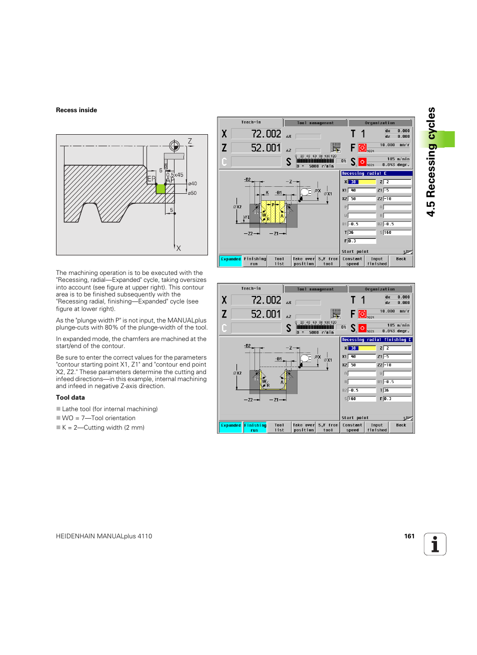 5 recessing c y cles | HEIDENHAIN MANUALplus 4110 User Manual | Page 161 / 550