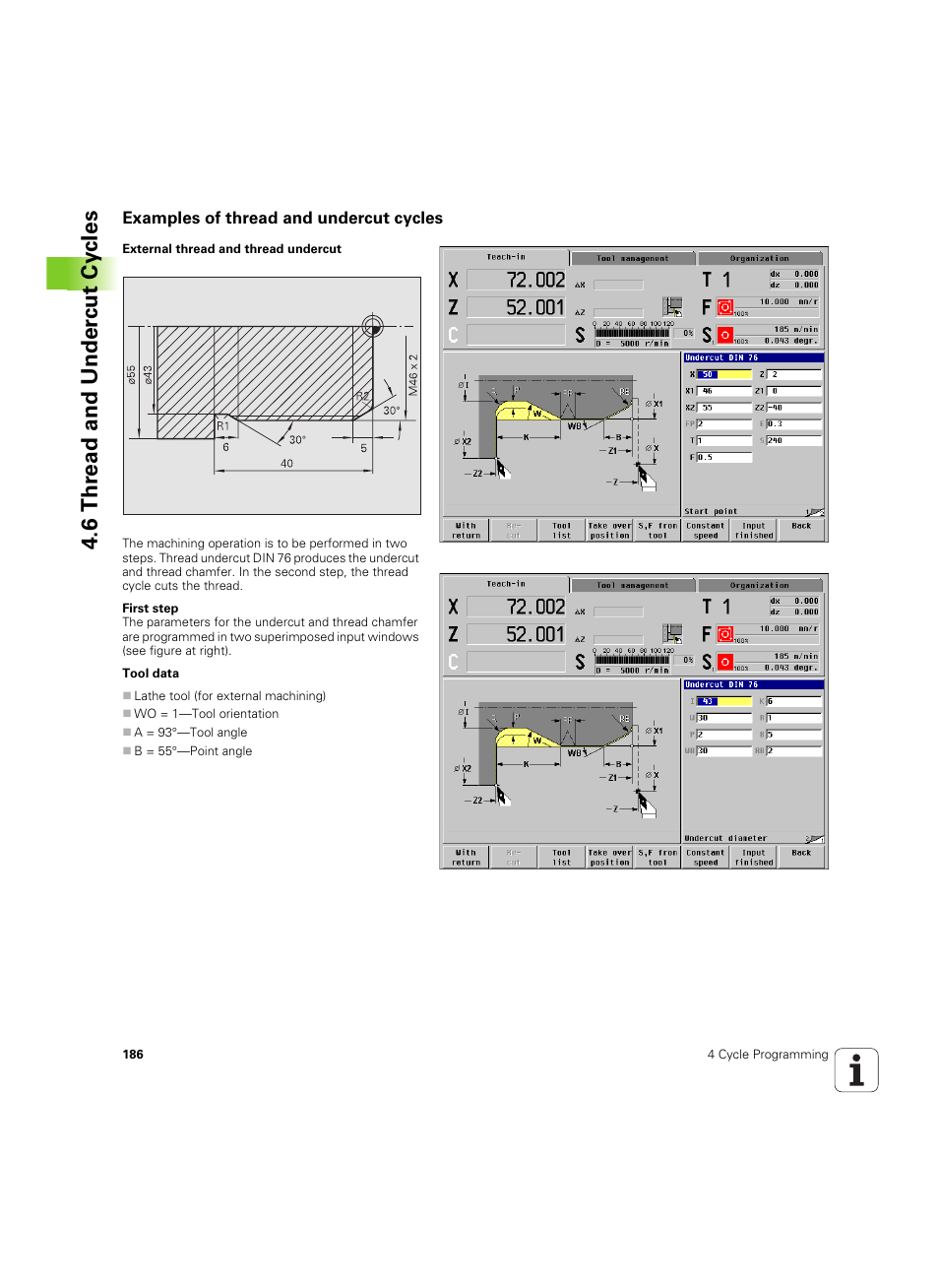 Examples of thread and undercut cycles, 6 thr ead and under c ut cy cles | HEIDENHAIN MANUALplus 4110 User Manual | Page 186 / 550