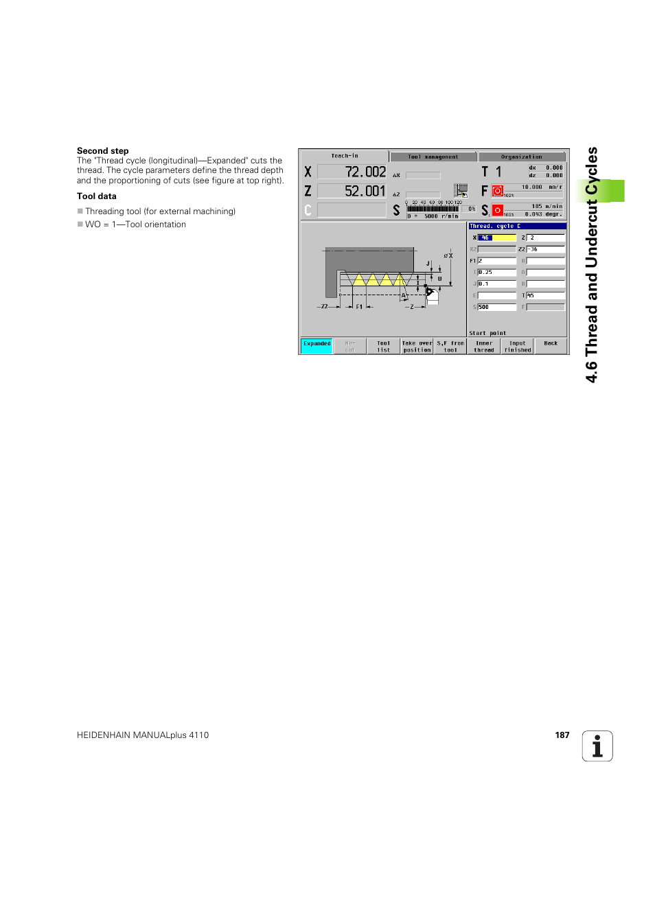 6 thr ead and under c ut cy cles | HEIDENHAIN MANUALplus 4110 User Manual | Page 187 / 550