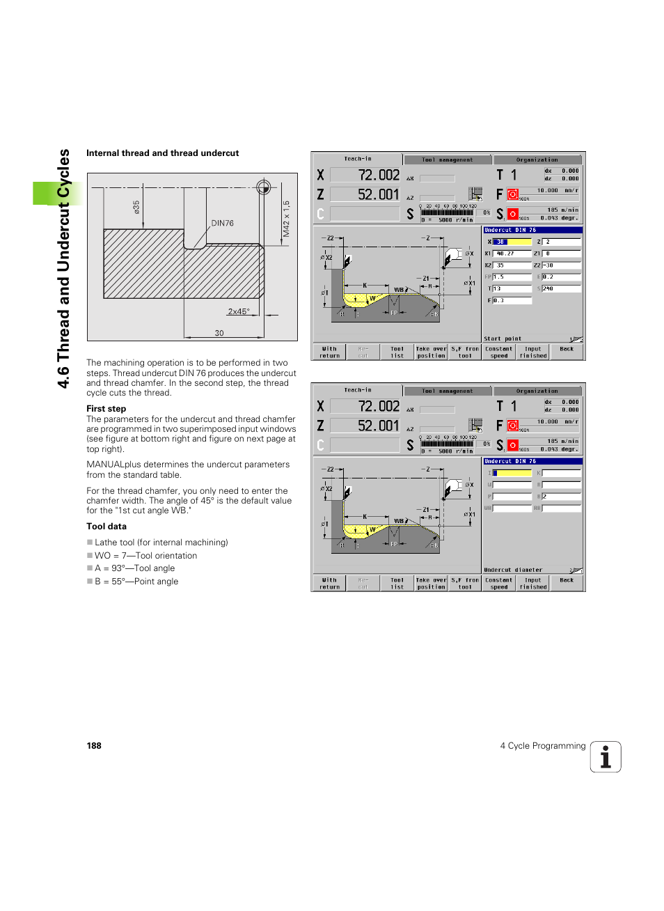 6 thr ead and under c ut cy cles | HEIDENHAIN MANUALplus 4110 User Manual | Page 188 / 550