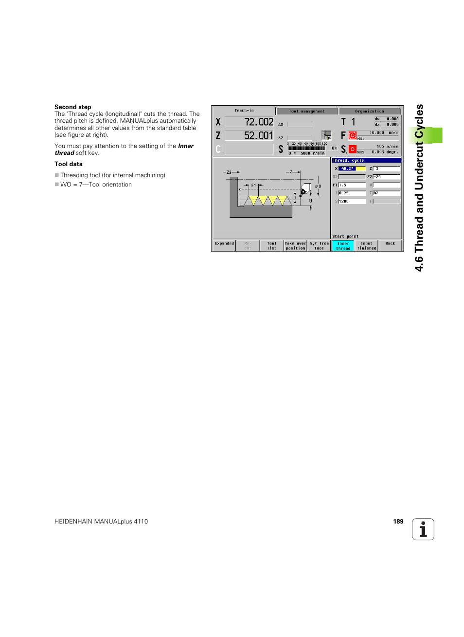 6 thr ead and under c ut cy cles | HEIDENHAIN MANUALplus 4110 User Manual | Page 189 / 550