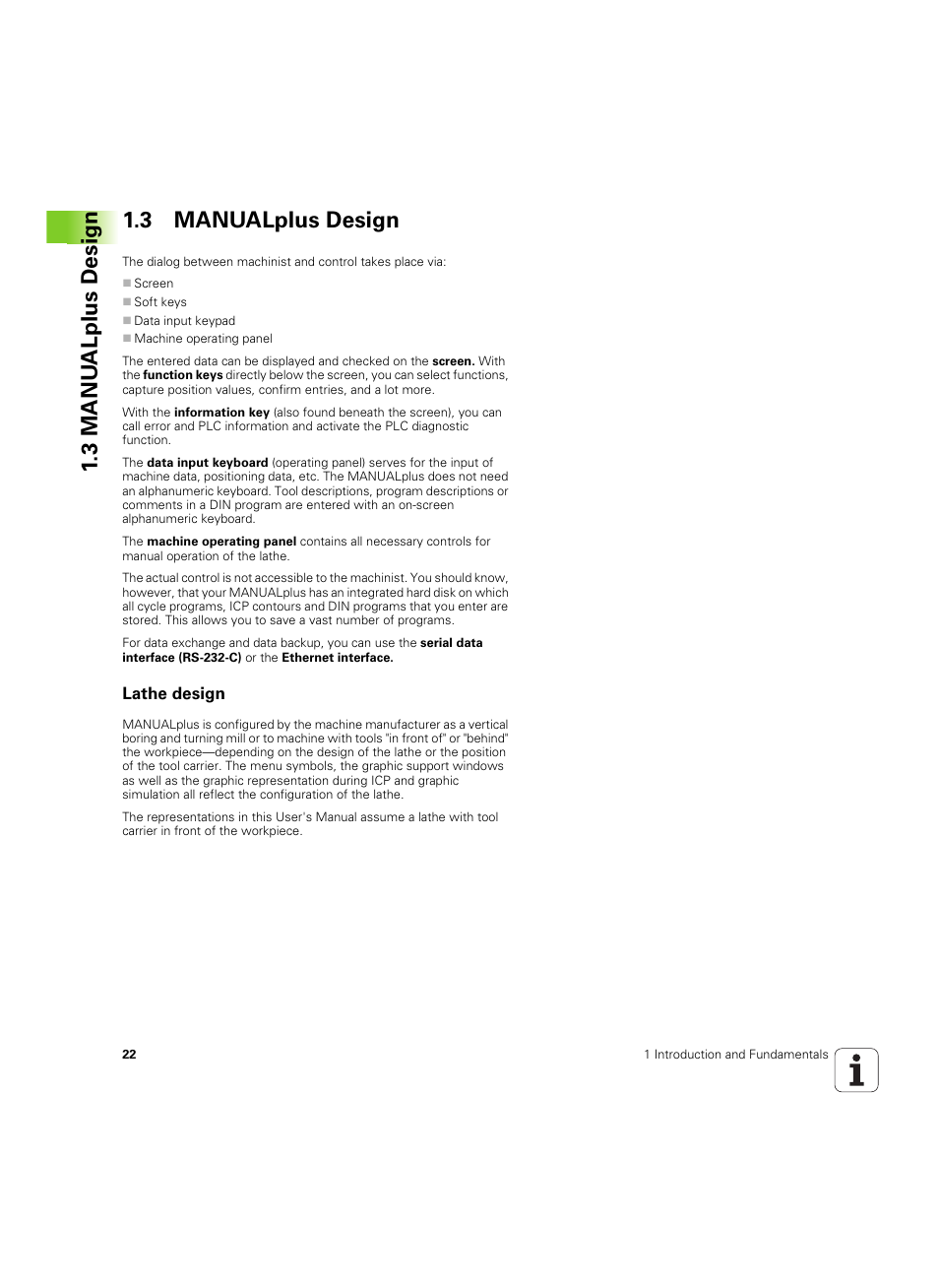3 manualplus design, Lathe design, 3 manu alplus design 1.3 manualplus design | HEIDENHAIN MANUALplus 4110 User Manual | Page 22 / 550