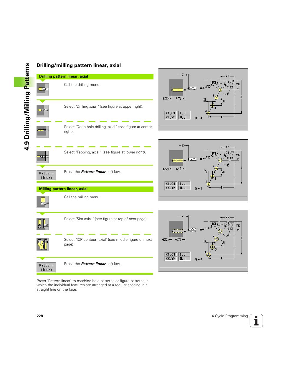 Drilling/milling pattern linear, axial, 9 dr illing/milling p a tt er ns | HEIDENHAIN MANUALplus 4110 User Manual | Page 228 / 550