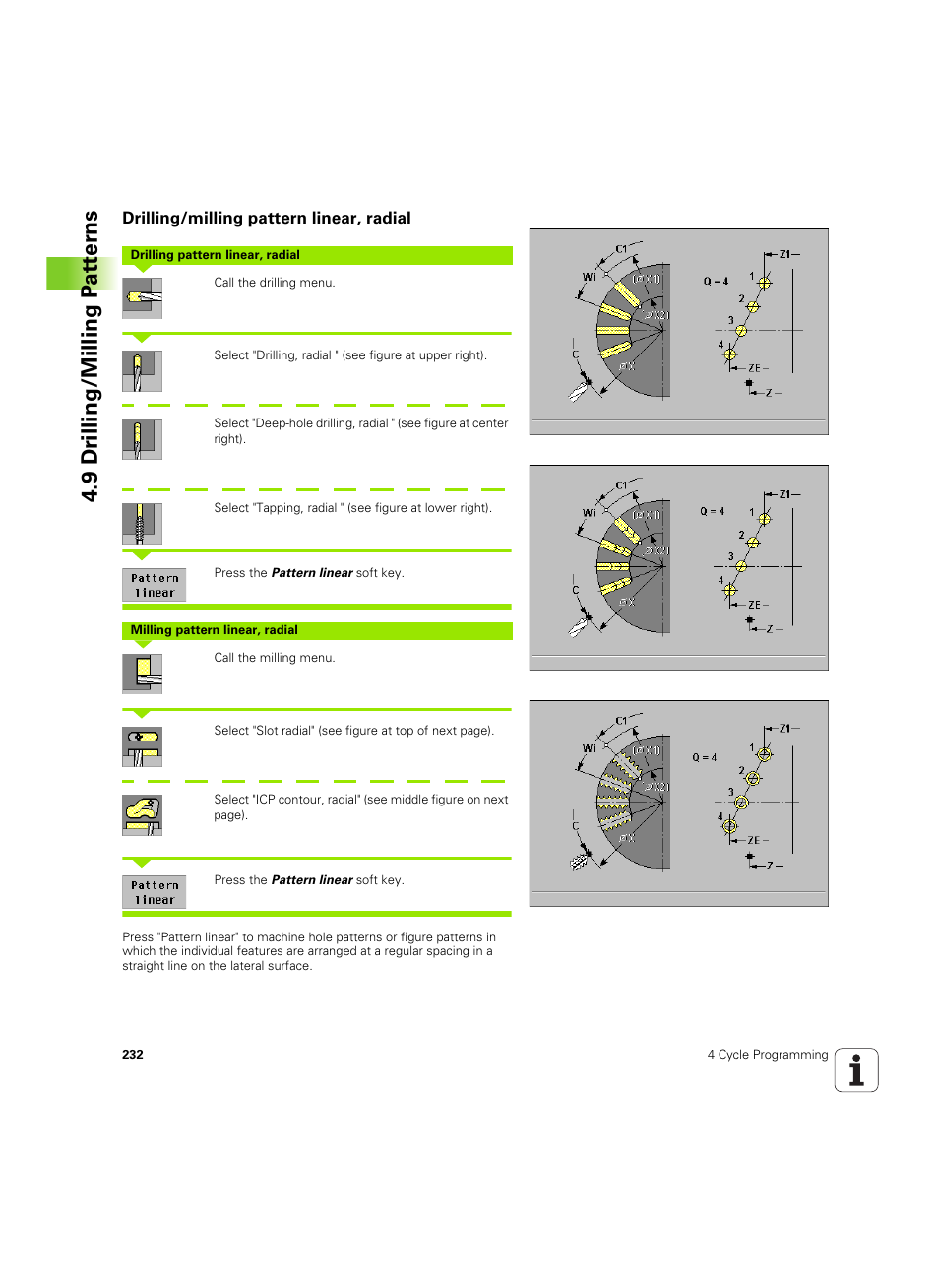Drilling/milling pattern linear, radial, 9 dr illing/milling p a tt er ns | HEIDENHAIN MANUALplus 4110 User Manual | Page 232 / 550