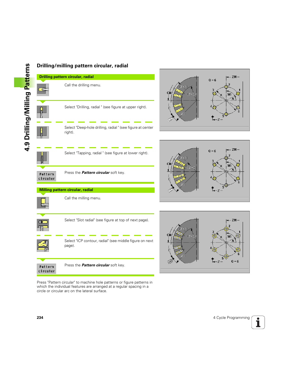 Drilling/milling pattern circular, radial, 9 dr illing/milling p a tt er ns | HEIDENHAIN MANUALplus 4110 User Manual | Page 234 / 550