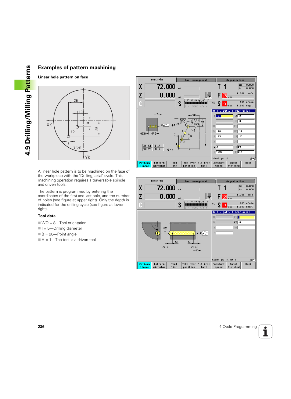 Examples of pattern machining, 9 dr illing/milling p a tt er ns | HEIDENHAIN MANUALplus 4110 User Manual | Page 236 / 550