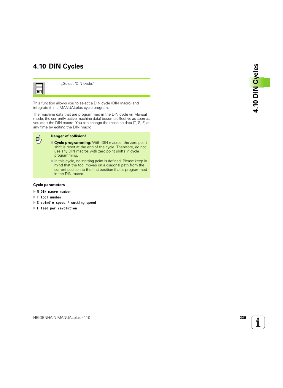 10 din cycles | HEIDENHAIN MANUALplus 4110 User Manual | Page 239 / 550