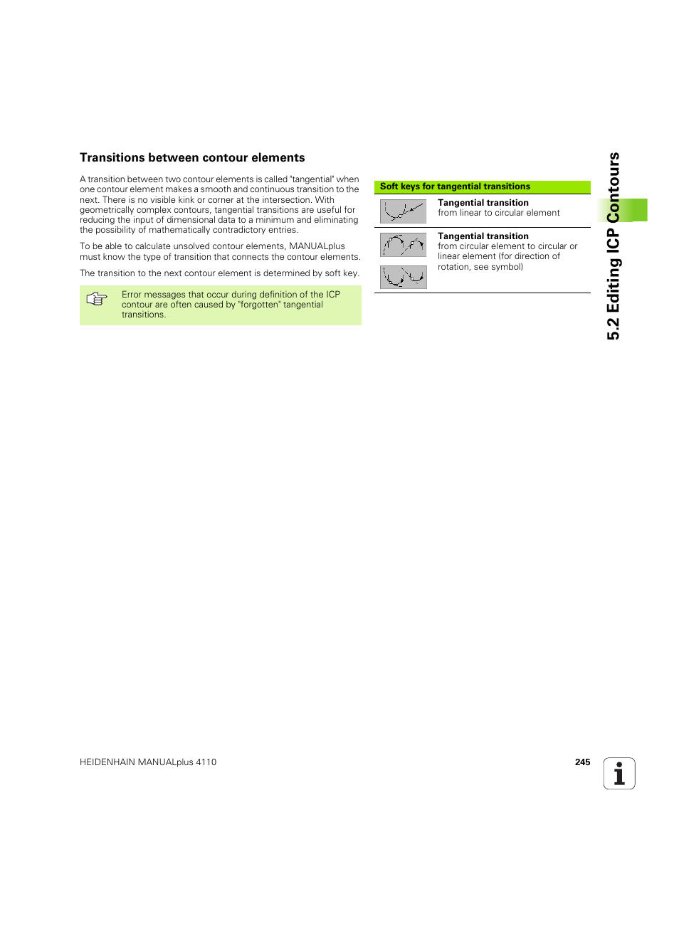 Transitions between contour elements, 2 editing icp cont ours | HEIDENHAIN MANUALplus 4110 User Manual | Page 245 / 550