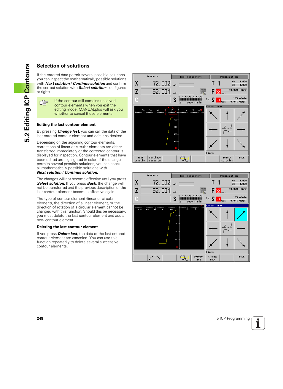 Selection of solutions, 2 editing icp cont ours | HEIDENHAIN MANUALplus 4110 User Manual | Page 248 / 550