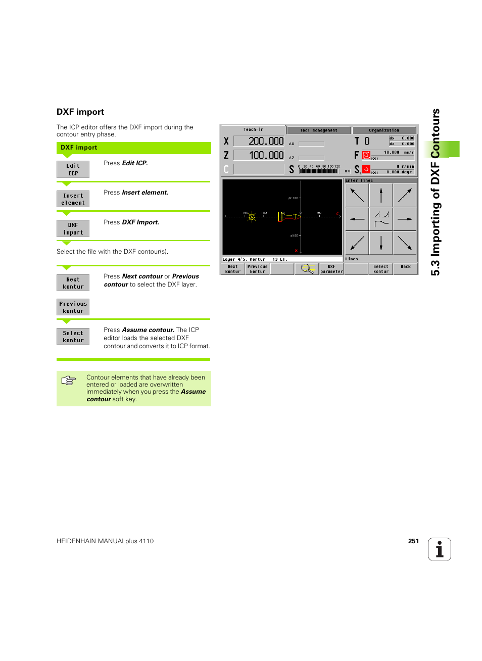 Dxf import, 3 impor ting of dxf cont ours | HEIDENHAIN MANUALplus 4110 User Manual | Page 251 / 550