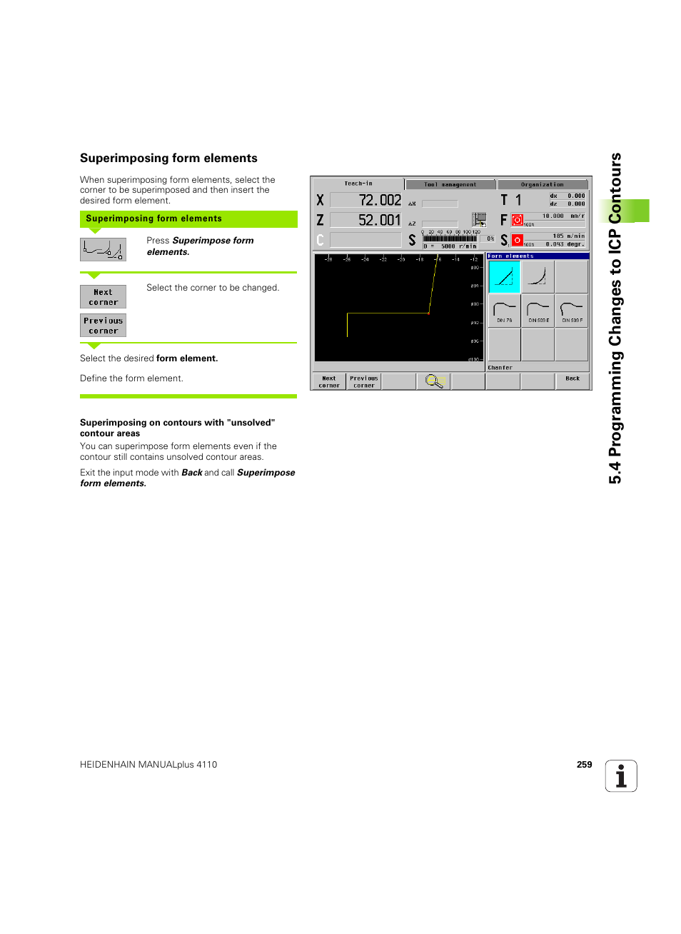 Superimposing form elements | HEIDENHAIN MANUALplus 4110 User Manual | Page 259 / 550