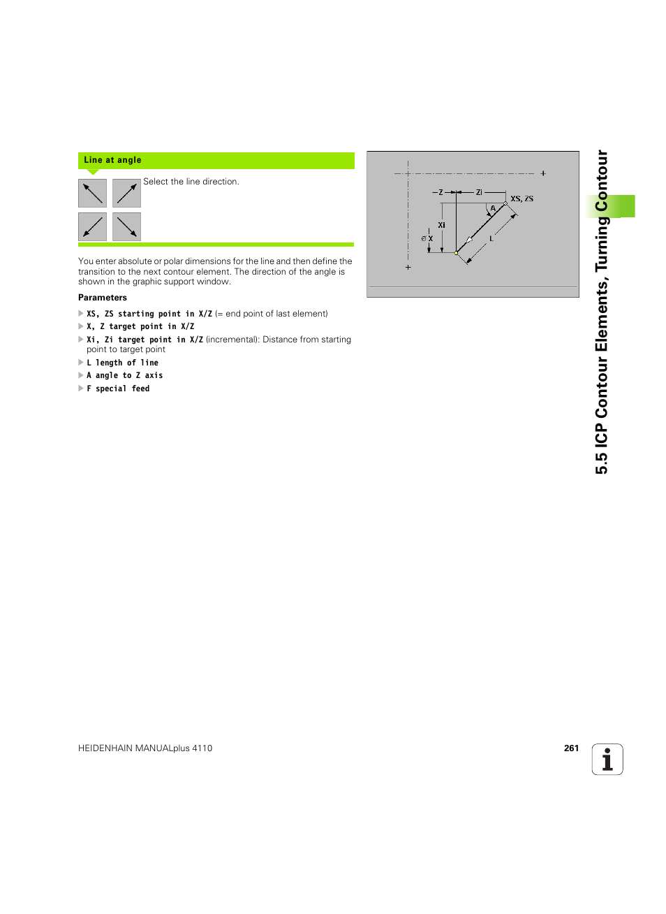 5 icp cont our elements, t u rn ing cont our | HEIDENHAIN MANUALplus 4110 User Manual | Page 261 / 550
