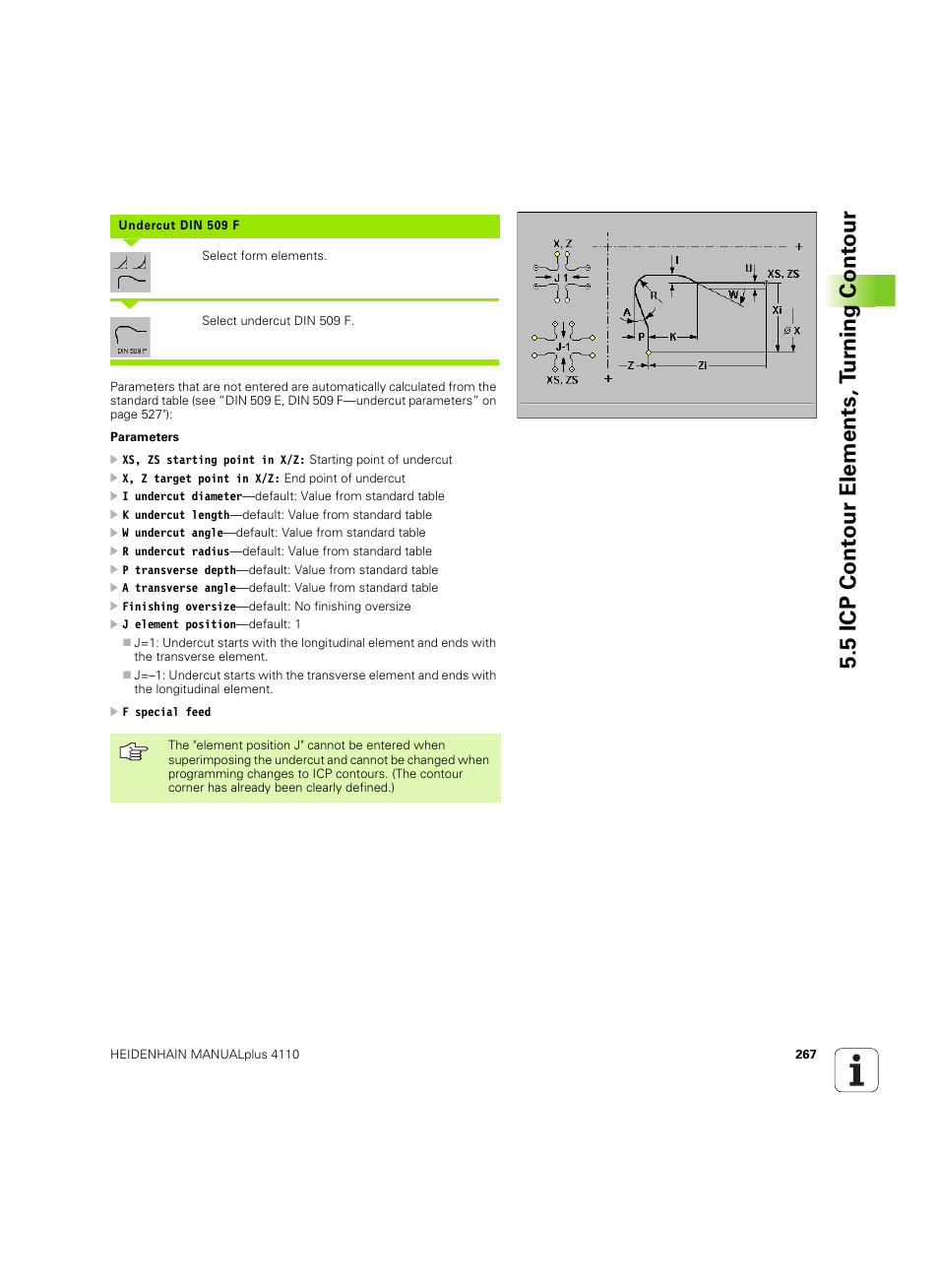 5 icp cont our elements, t u rn ing cont our | HEIDENHAIN MANUALplus 4110 User Manual | Page 267 / 550