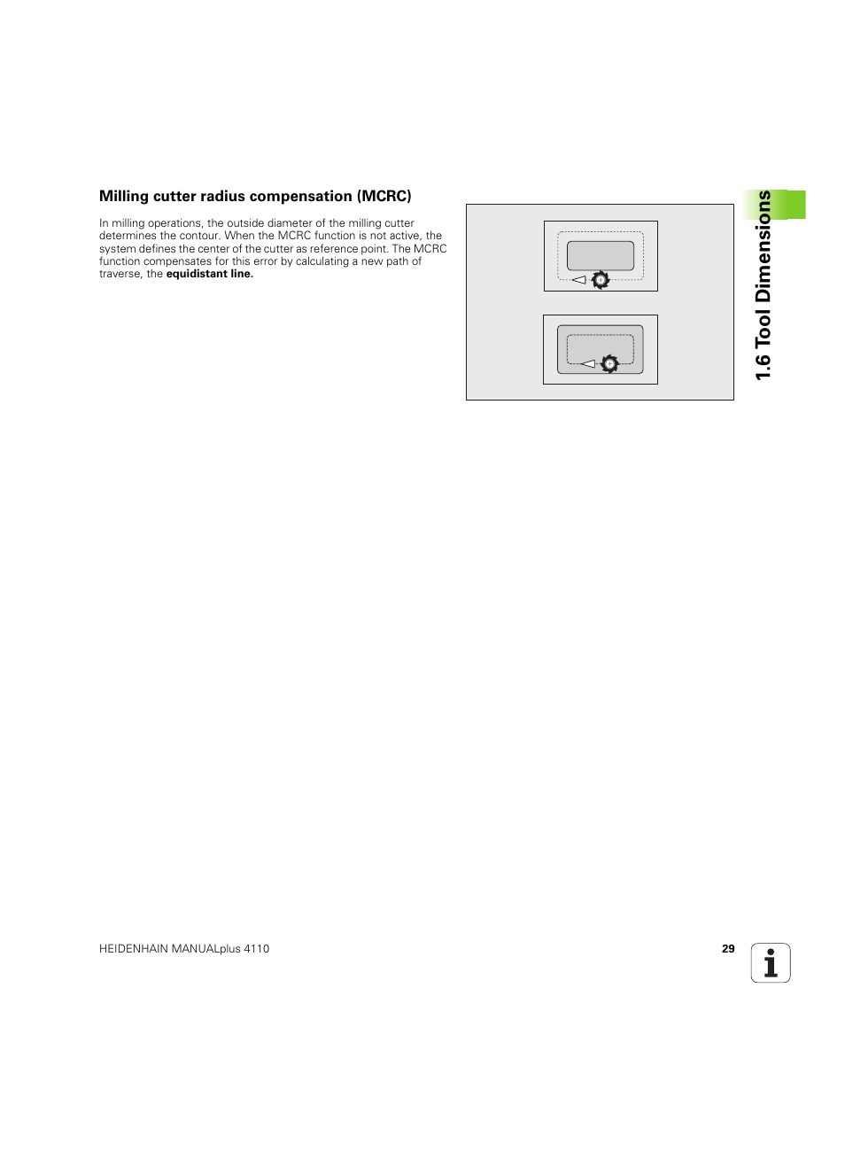Milling cutter radius compensation (mcrc), 6 t ool dimensions | HEIDENHAIN MANUALplus 4110 User Manual | Page 29 / 550