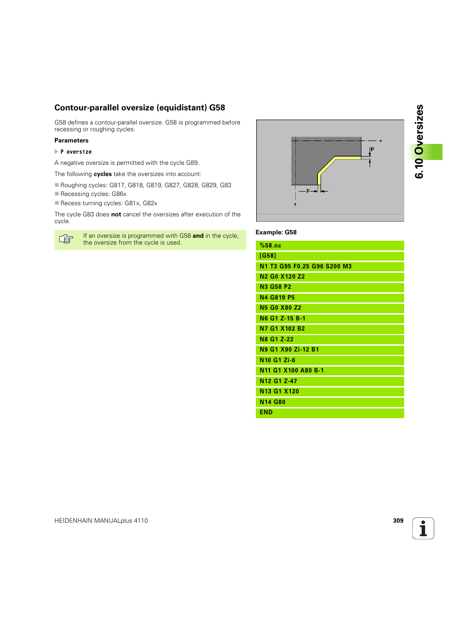 Contour-parallel oversize (equidistant) g58, 1 0 ov ersiz e s | HEIDENHAIN MANUALplus 4110 User Manual | Page 309 / 550
