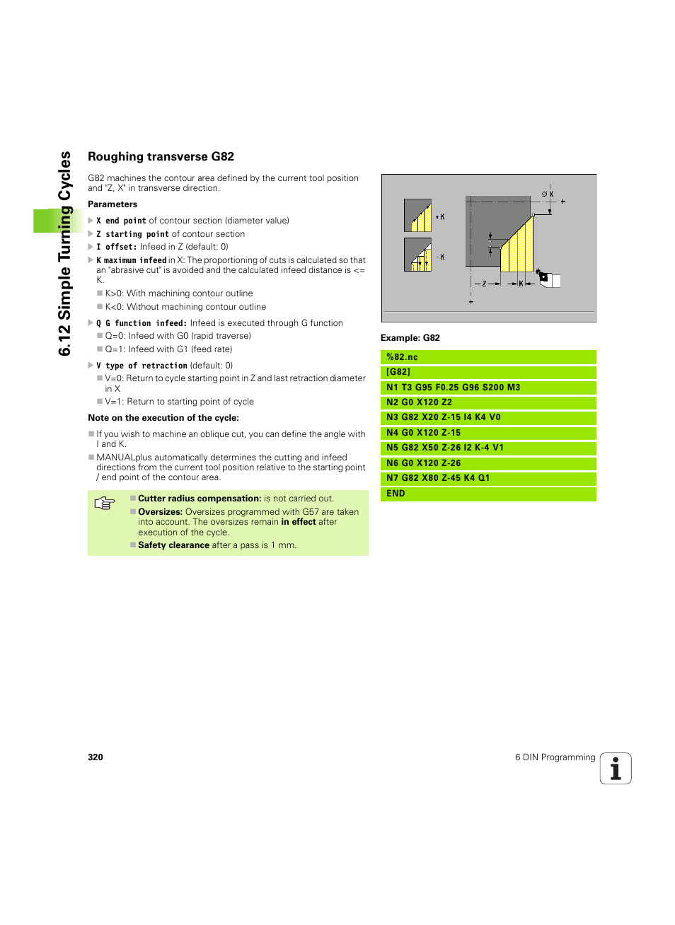 Roughing transverse g82, 12 simple t u rn ing cy cles | HEIDENHAIN MANUALplus 4110 User Manual | Page 320 / 550