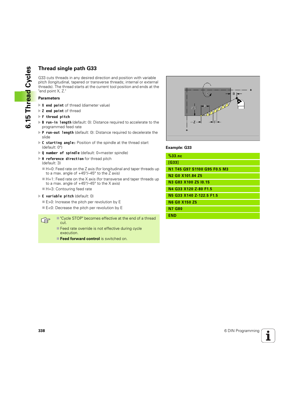 Thread single path g33, 15 thr ead cy cles | HEIDENHAIN MANUALplus 4110 User Manual | Page 338 / 550