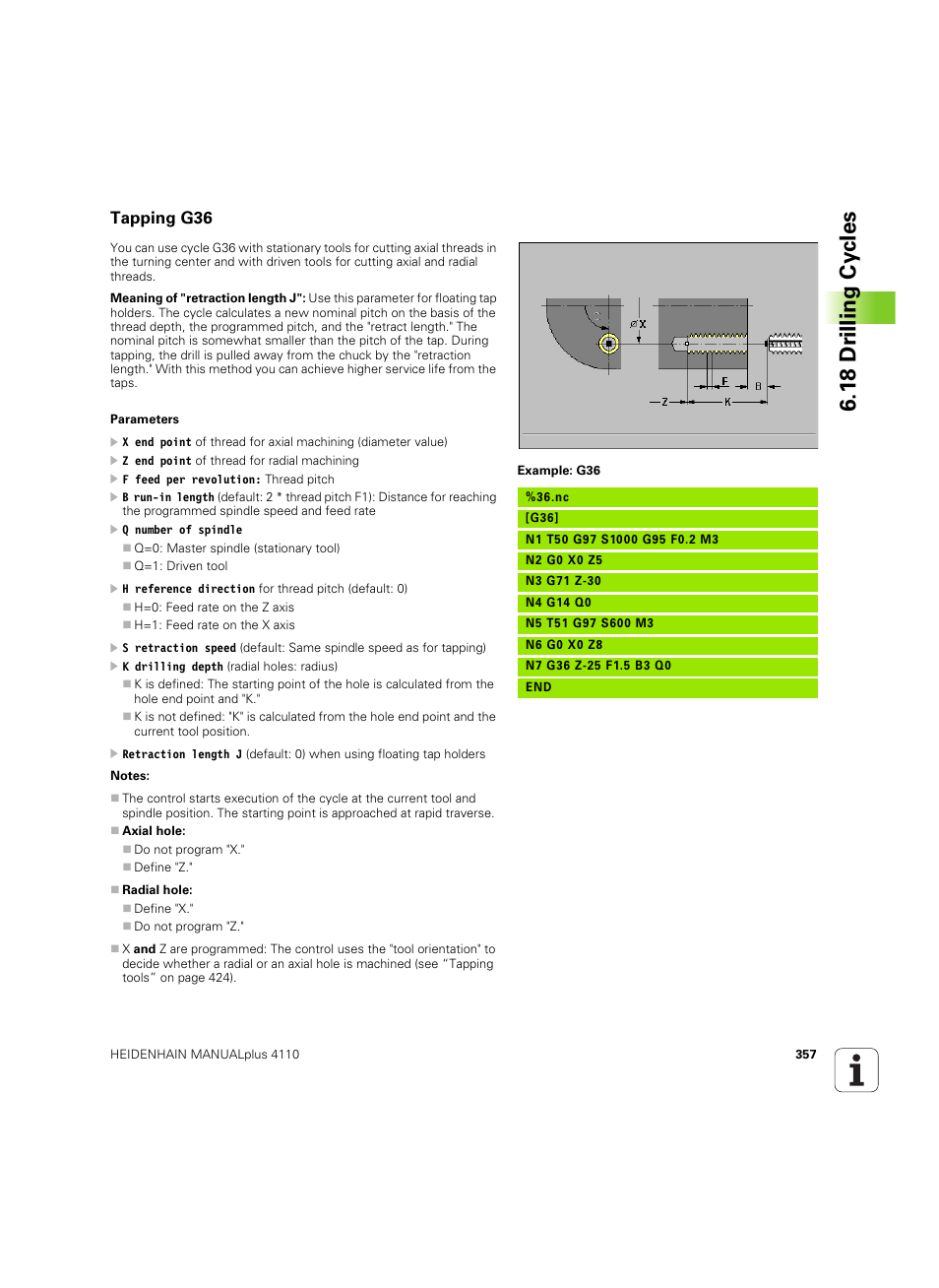 Tapping g36, 1 8 dr illing cy cles | HEIDENHAIN MANUALplus 4110 User Manual | Page 357 / 550