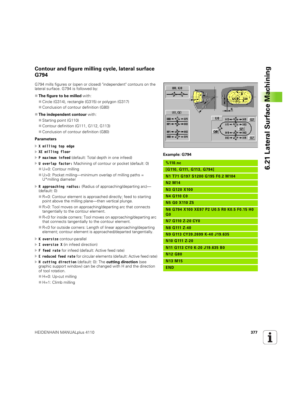 21 lat er al surf ace mac h ining | HEIDENHAIN MANUALplus 4110 User Manual | Page 377 / 550