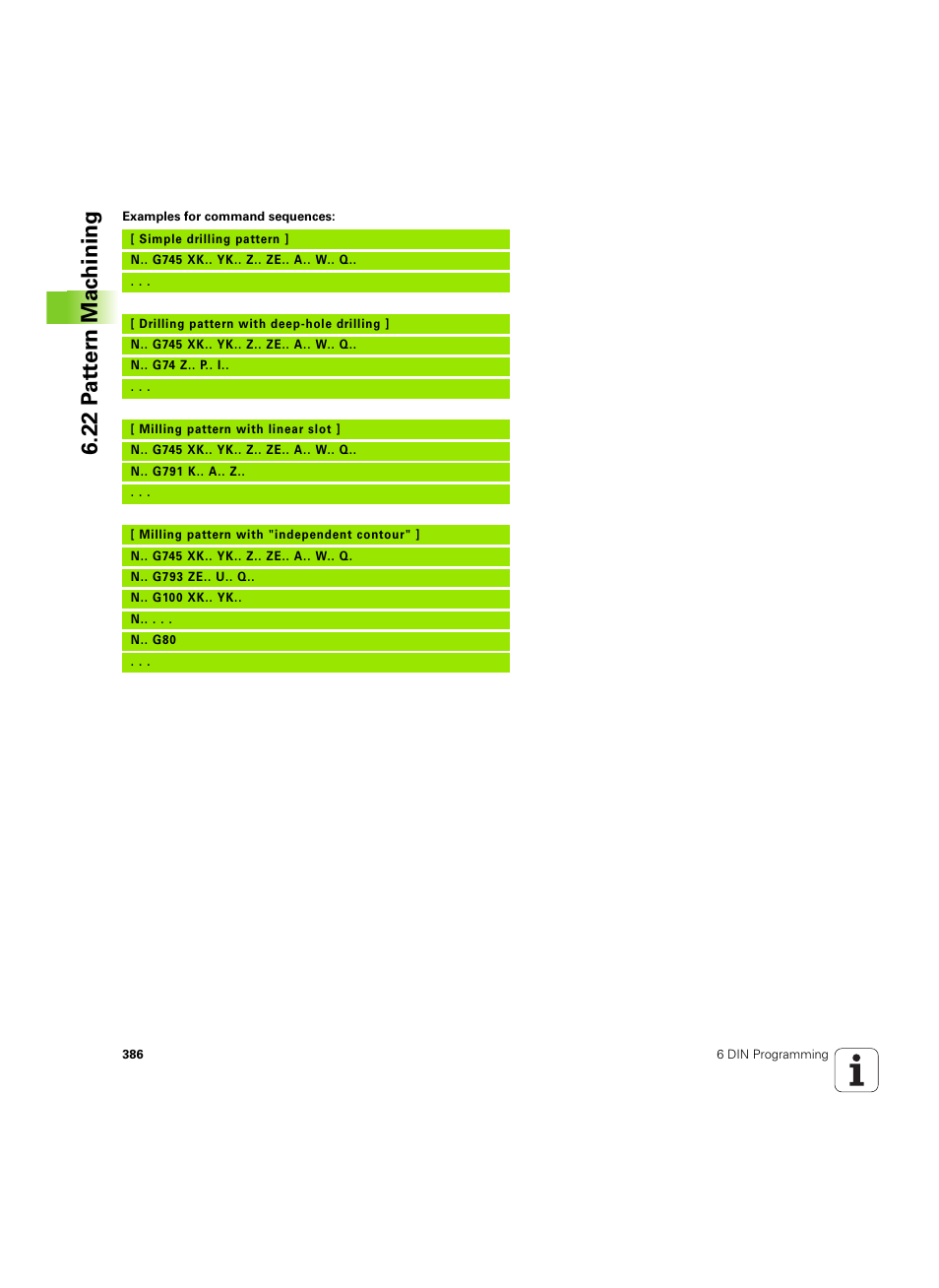 22 p a tt er n mac h ining | HEIDENHAIN MANUALplus 4110 User Manual | Page 386 / 550