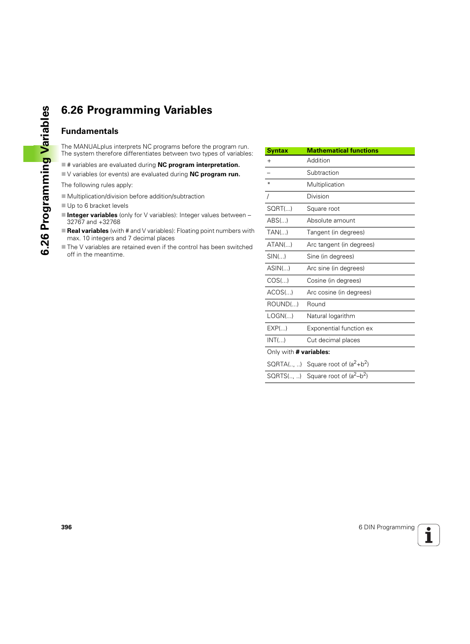 26 programming variables, Fundamentals | HEIDENHAIN MANUALplus 4110 User Manual | Page 396 / 550