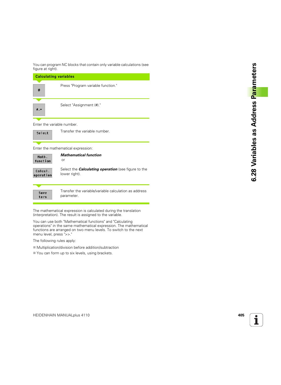 28 v a ri ables as a ddr ess p a ra met e rs | HEIDENHAIN MANUALplus 4110 User Manual | Page 405 / 550