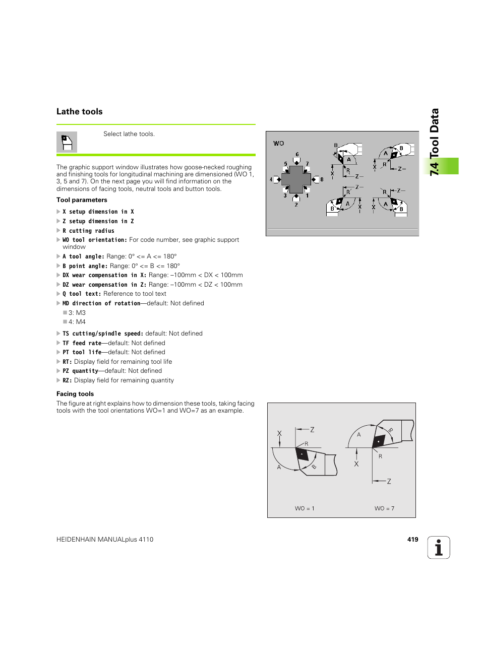 Lathe tools, 4 t ool d a ta | HEIDENHAIN MANUALplus 4110 User Manual | Page 419 / 550