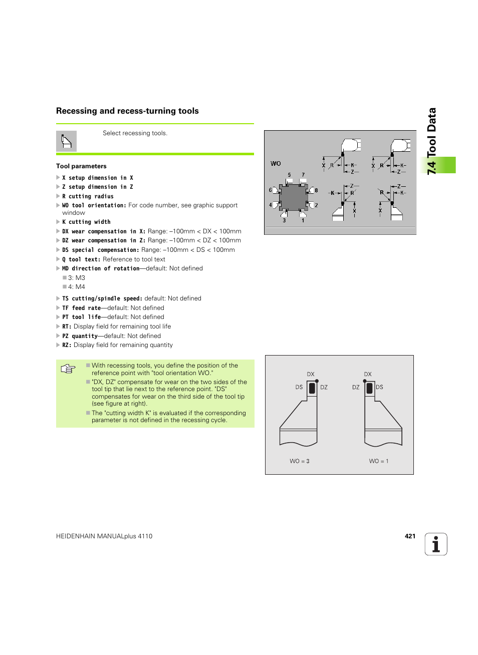 Recessing and recess-turning tools, 4 t ool d a ta | HEIDENHAIN MANUALplus 4110 User Manual | Page 421 / 550