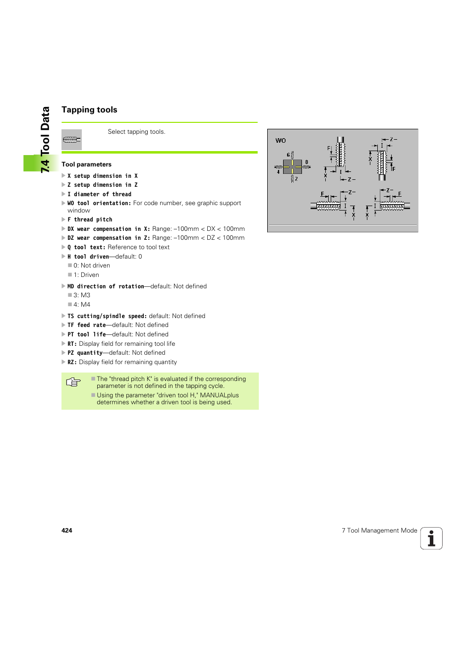 Tapping tools, 4 t ool d a ta | HEIDENHAIN MANUALplus 4110 User Manual | Page 424 / 550