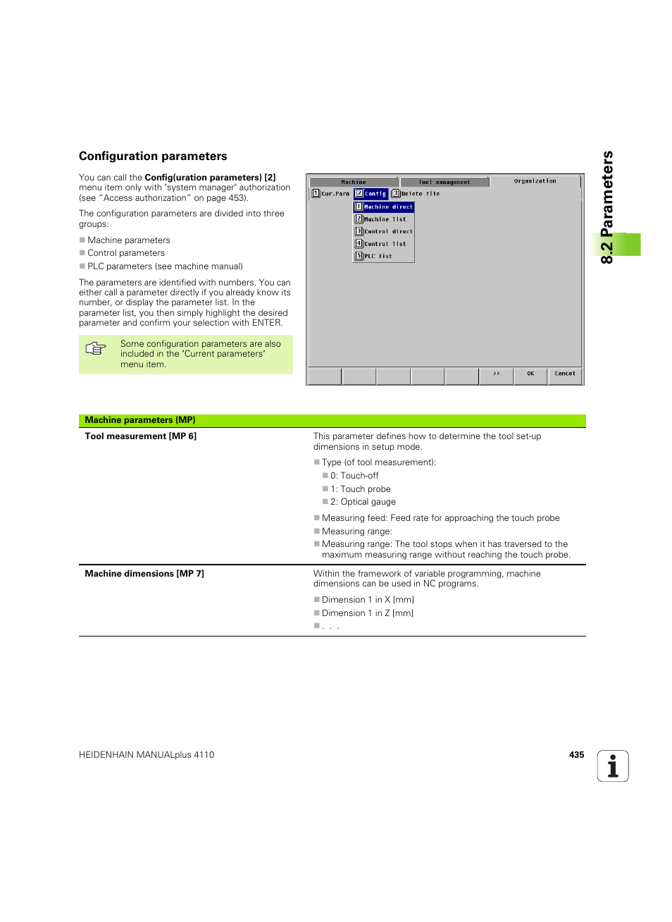 Configuration parameters, 2 p a ra met e rs | HEIDENHAIN MANUALplus 4110 User Manual | Page 435 / 550