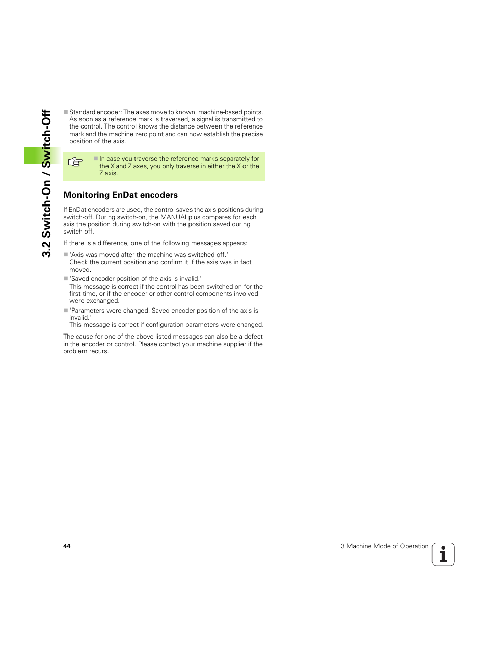 Monitoring endat encoders, 2 s w itc h -on / s w itc h -of f | HEIDENHAIN MANUALplus 4110 User Manual | Page 44 / 550
