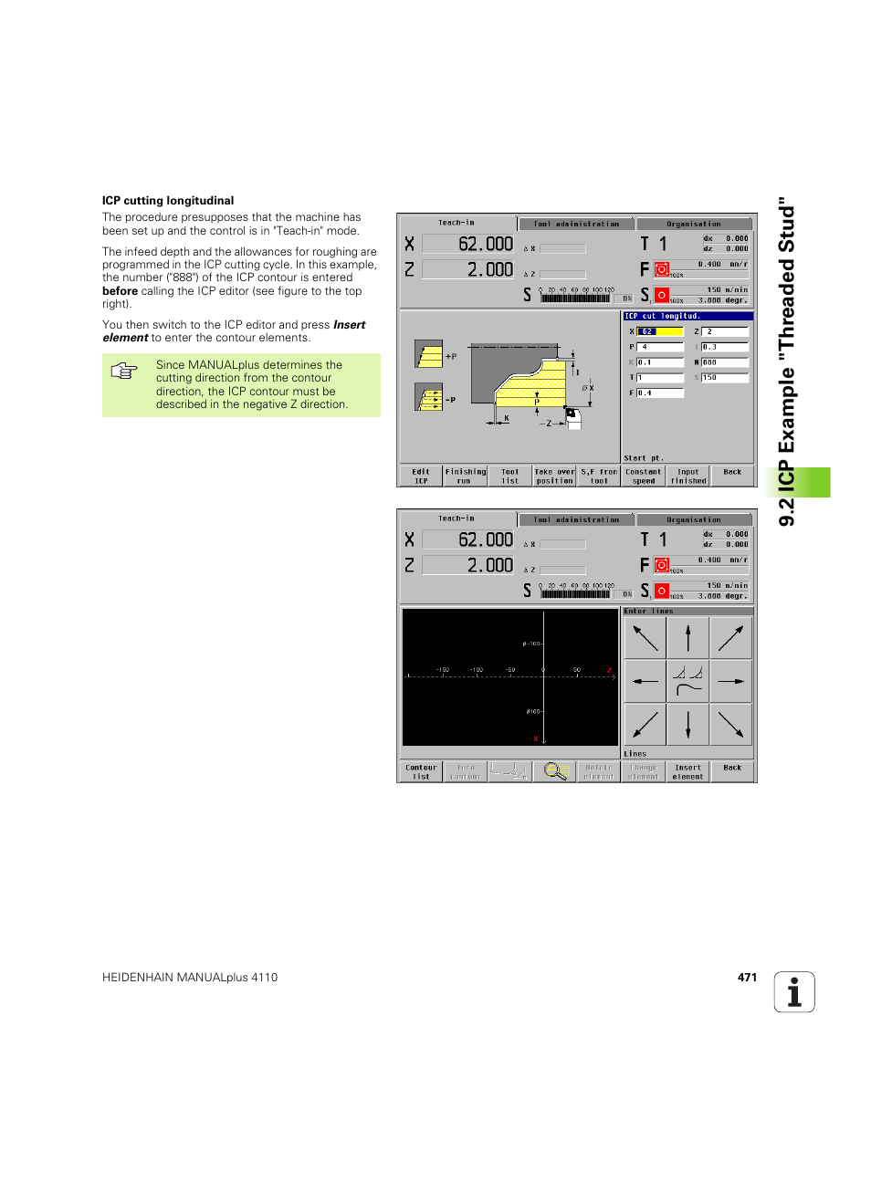 2 icp example "thr eaded st ud | HEIDENHAIN MANUALplus 4110 User Manual | Page 471 / 550