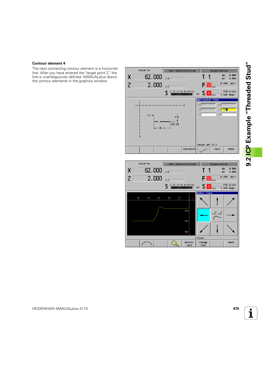 2 icp example "thr eaded st ud | HEIDENHAIN MANUALplus 4110 User Manual | Page 475 / 550
