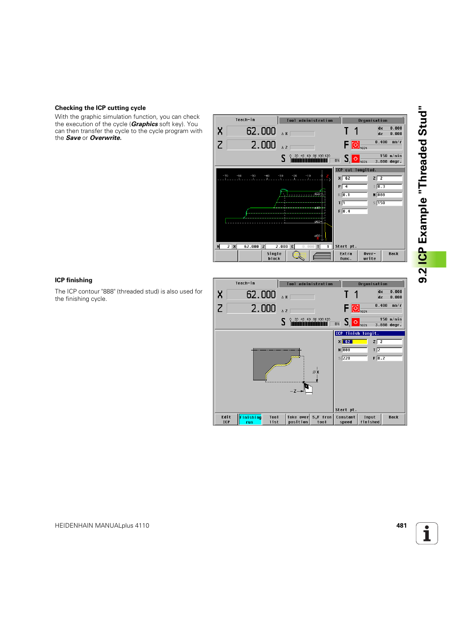 2 icp example "thr eaded st ud | HEIDENHAIN MANUALplus 4110 User Manual | Page 481 / 550
