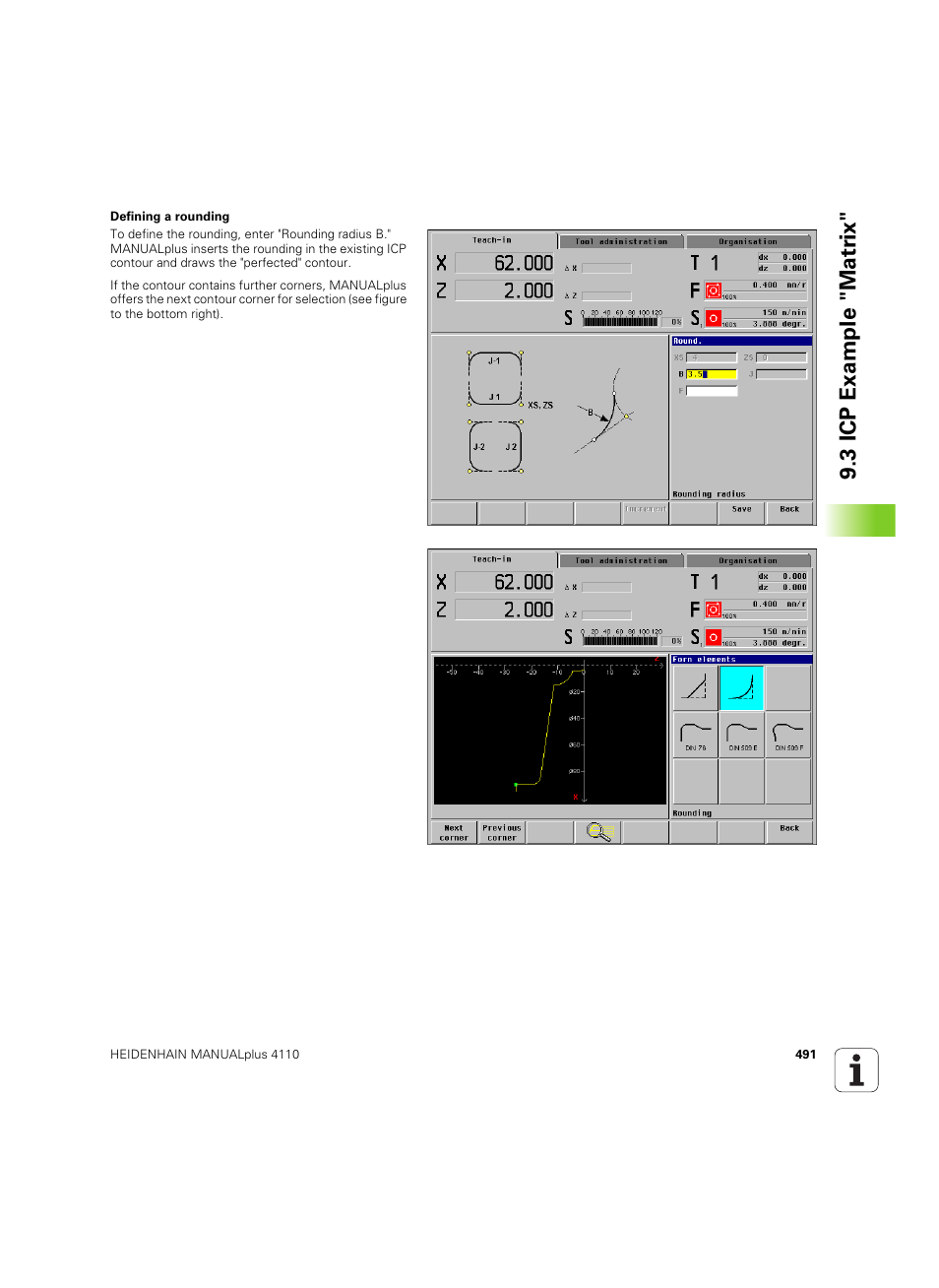 3 icp example "matr ix | HEIDENHAIN MANUALplus 4110 User Manual | Page 491 / 550