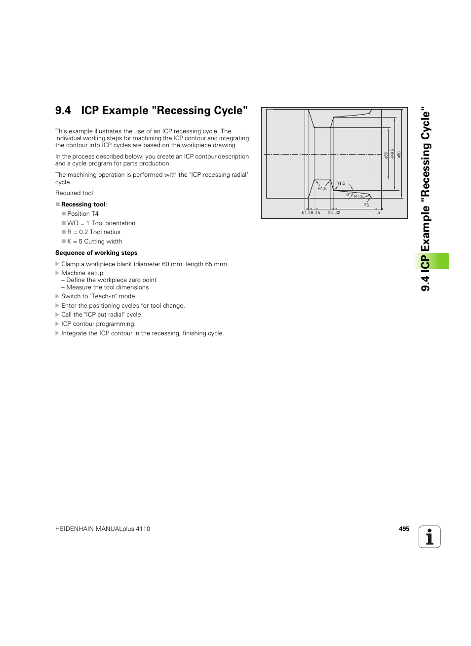 4 icp example "recessing cycle | HEIDENHAIN MANUALplus 4110 User Manual | Page 495 / 550