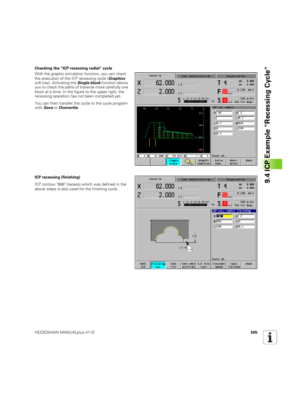4 icp example "recessing cy cle | HEIDENHAIN MANUALplus 4110 User Manual | Page 505 / 550