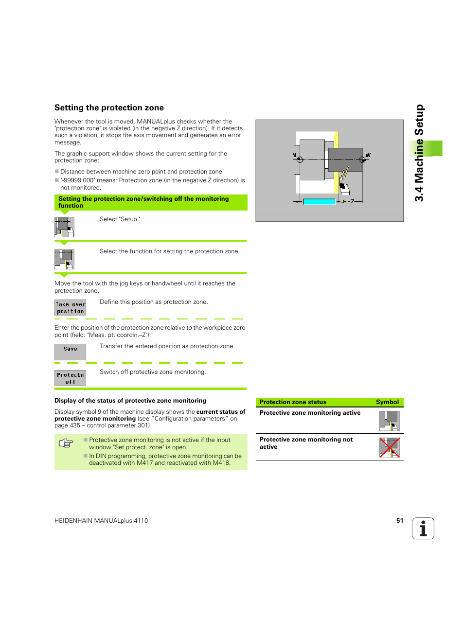Setting the protection zone, 4 mac h ine set u p | HEIDENHAIN MANUALplus 4110 User Manual | Page 51 / 550