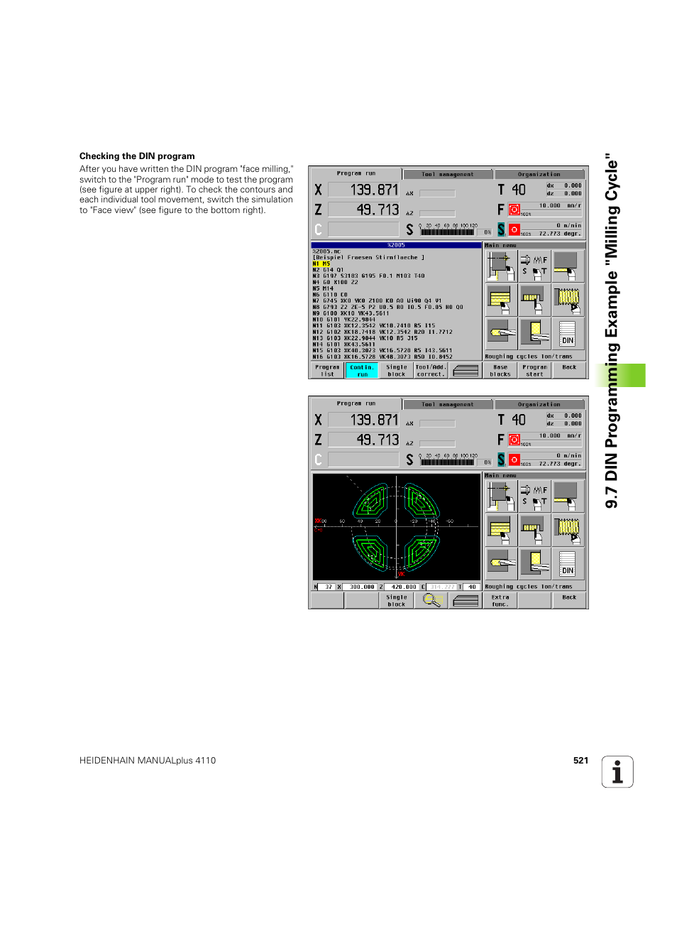 7 din pr ogr a mming example "milling cy cle | HEIDENHAIN MANUALplus 4110 User Manual | Page 521 / 550