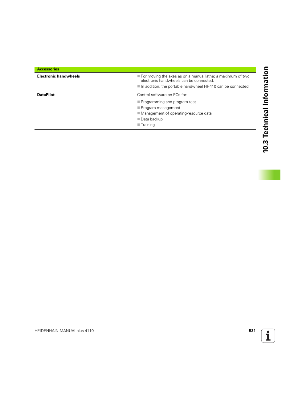 10 .3 t e c hnical inf o rm ation | HEIDENHAIN MANUALplus 4110 User Manual | Page 531 / 550