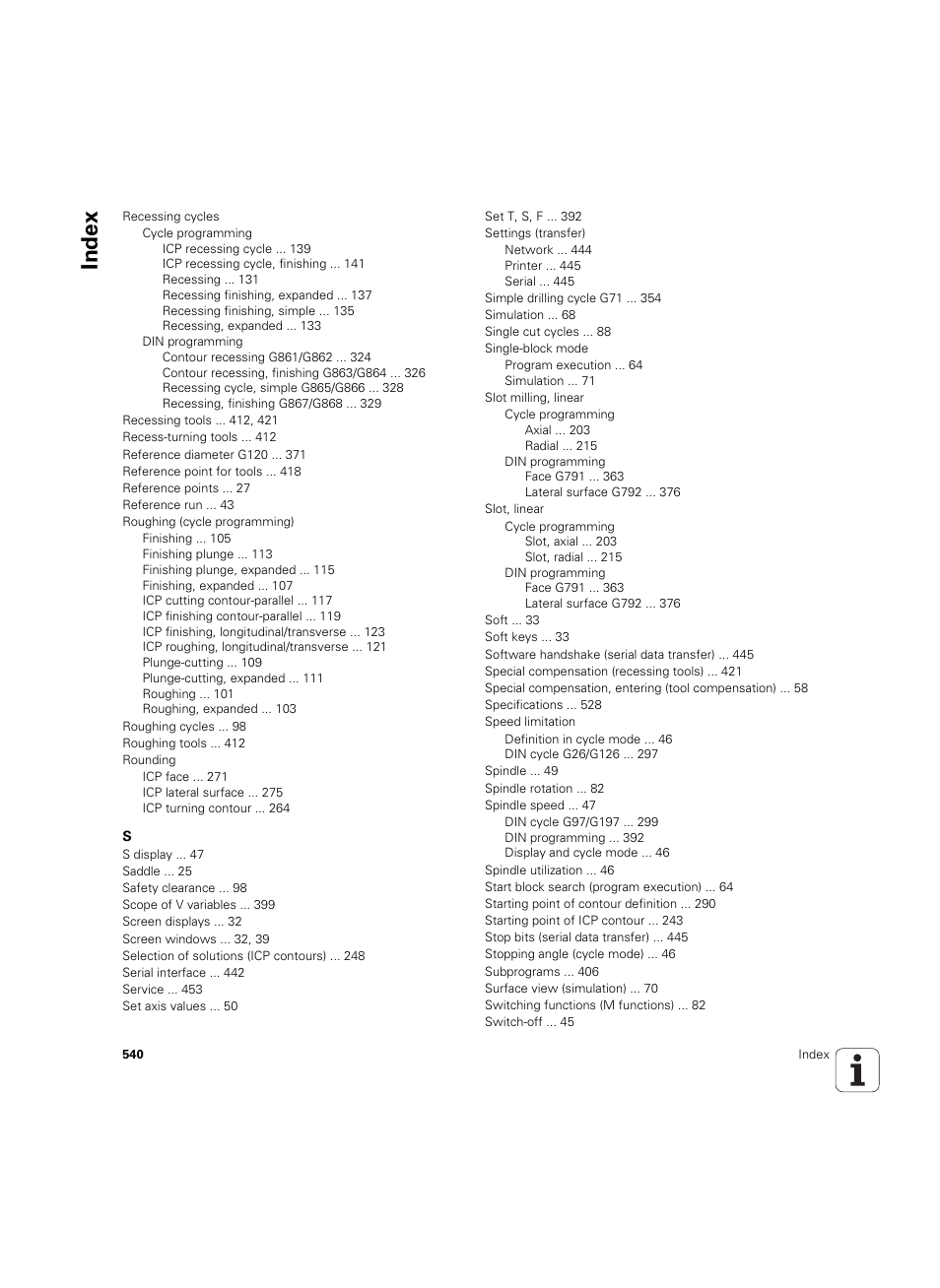 Index | HEIDENHAIN MANUALplus 4110 User Manual | Page 540 / 550